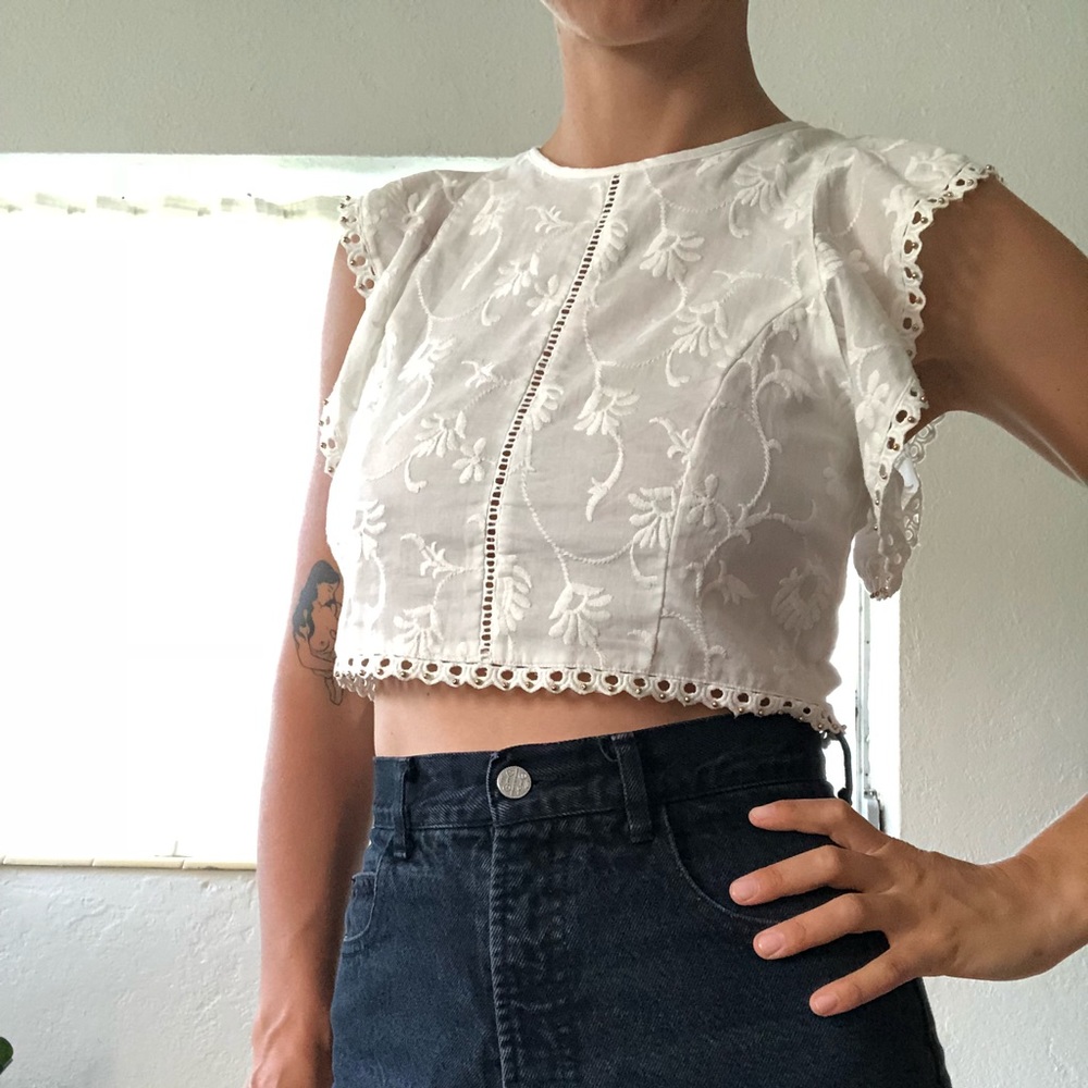 Zara embroidered Crop Top